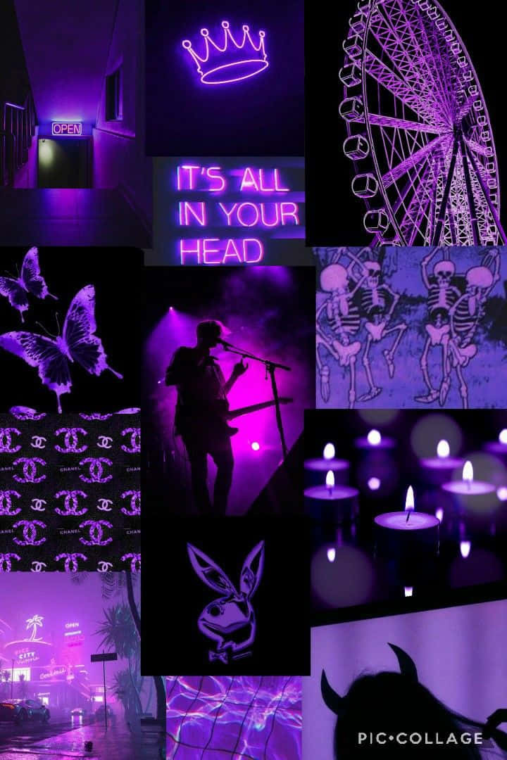 Purple And Black Images With The Words'it's All In Your Head' Wallpaper