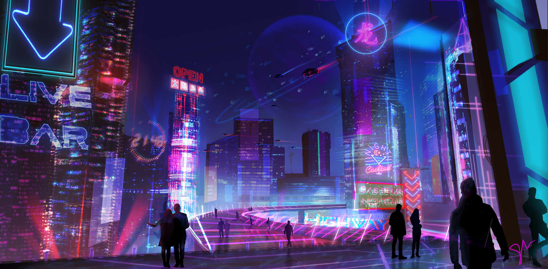 "Unlock a Whole New World with a Purple Neon Aesthetic Computer" Wallpaper