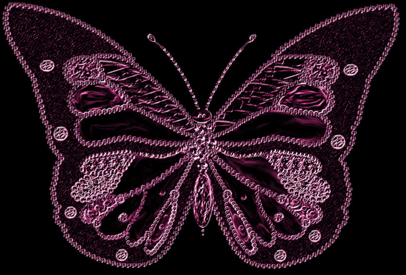 Purple Neon Butterfly Artwork PNG