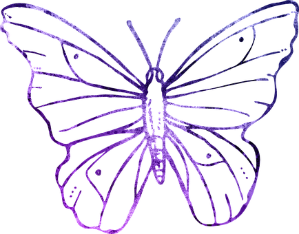 Purple Neon Butterfly Outline PNG