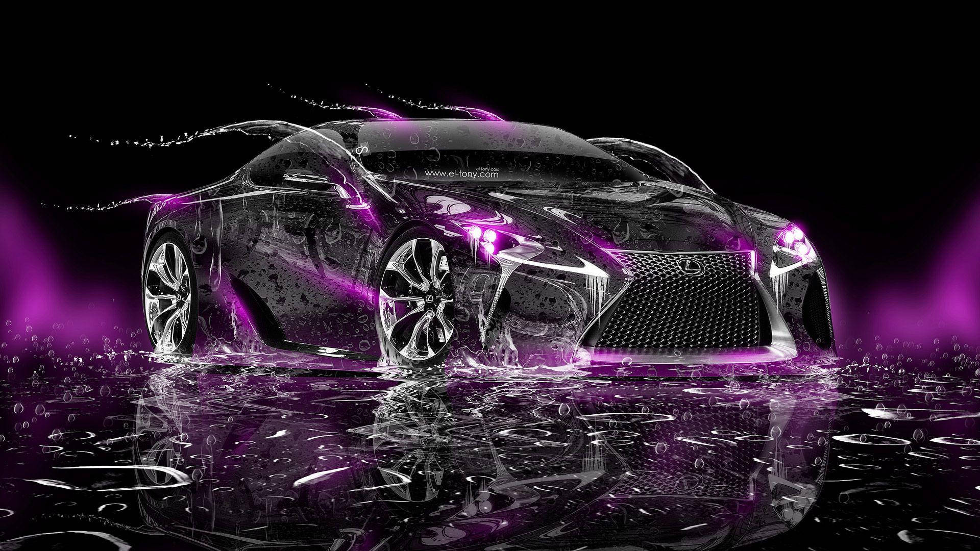 Purple Neon Car Wallpaper