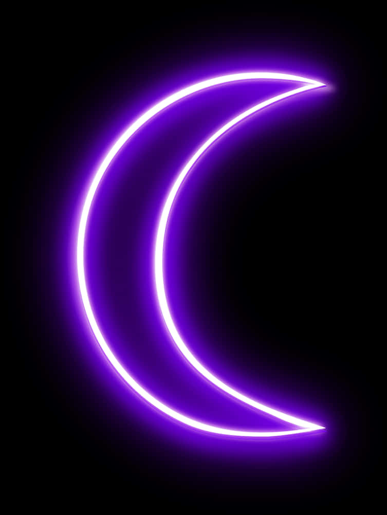 Purple Neon Crescent Moon PNG