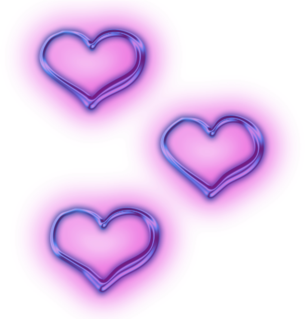 Purple Neon Heart Triptych PNG