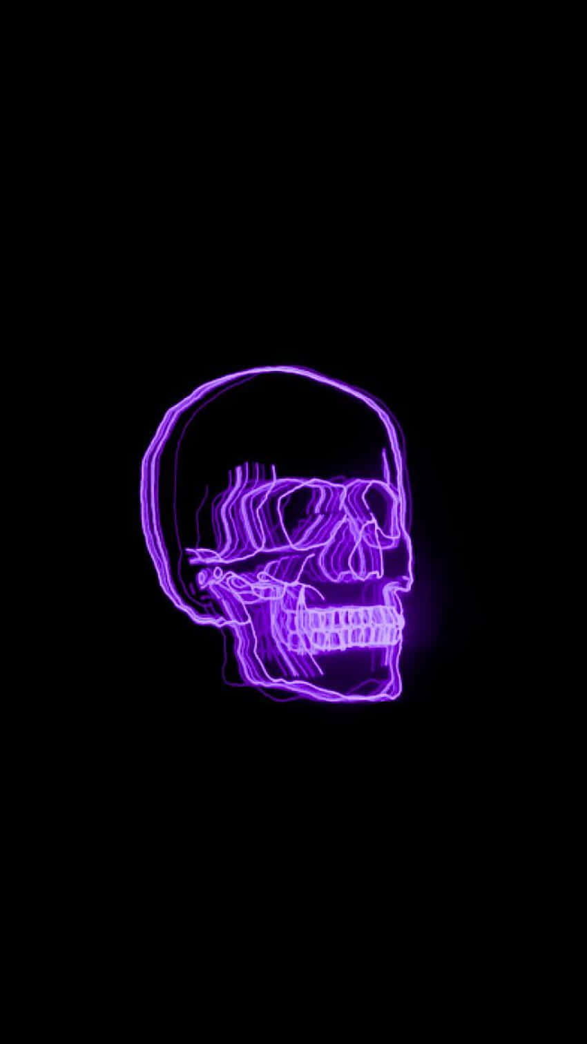 Purple Neon Skull Art Wallpaper