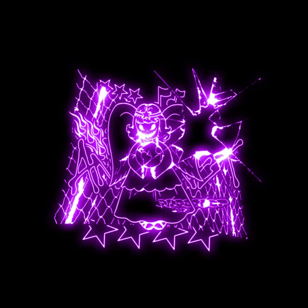 Purple Neon Y2 K Clown Graffiti Wallpaper