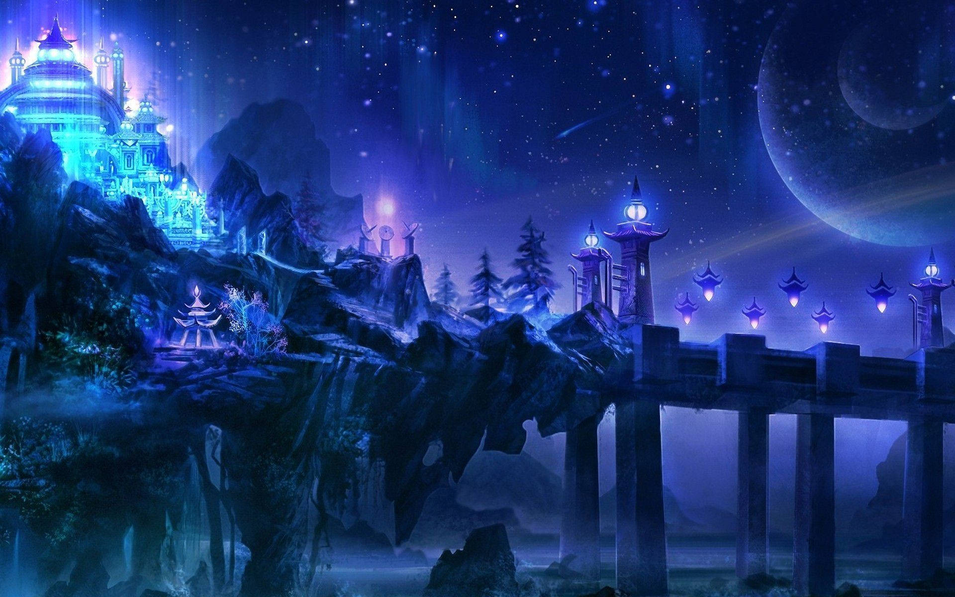 Purple Night Fantasy World Wallpaper