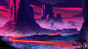 Purple Night Pretty Landscape Wallpaper