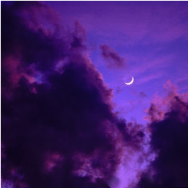 Purple Night Sky Crescent Moon PNG