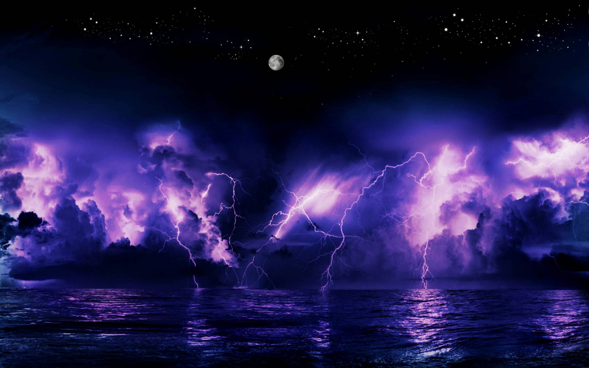 Purple Night Sky With Thunderclouds Wallpaper