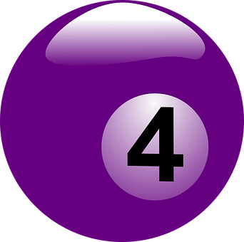 Purple Number4 Billiard Ball PNG