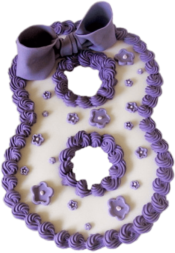 Purple Number8 Cake Design PNG