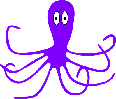Purple Octopus Cartoon Illustration PNG