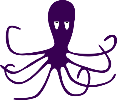 Purple Octopus Cartoon Illustration PNG