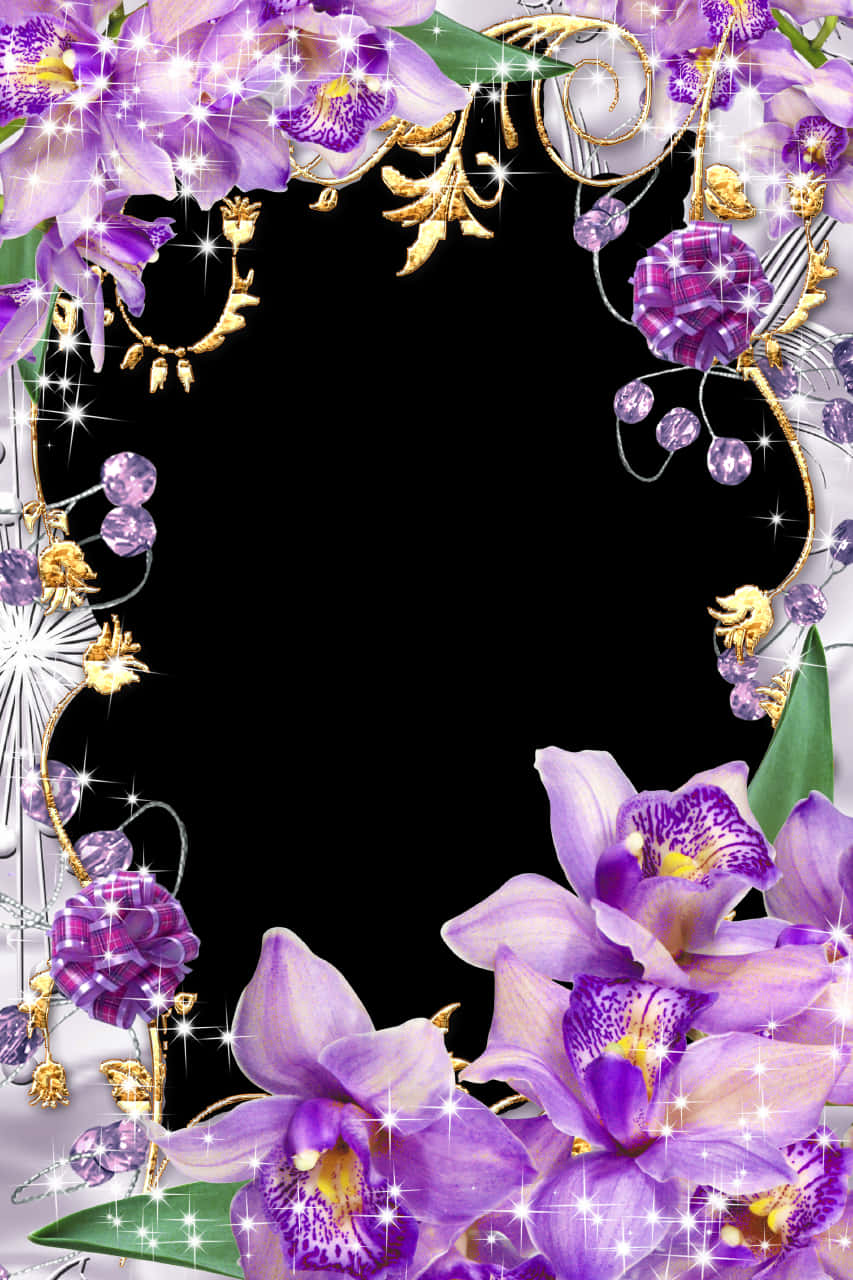 Purple Orchid Glitter Frame PNG