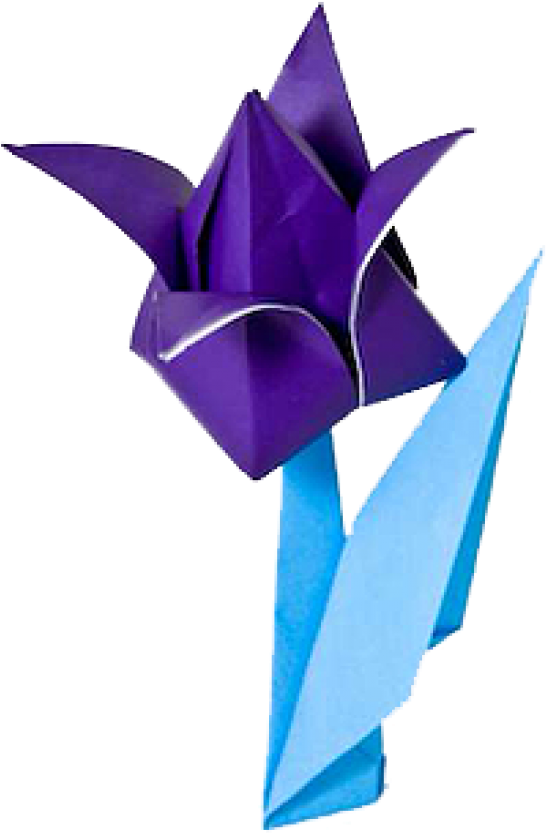 Purple Origami Floweron Blue Stem PNG