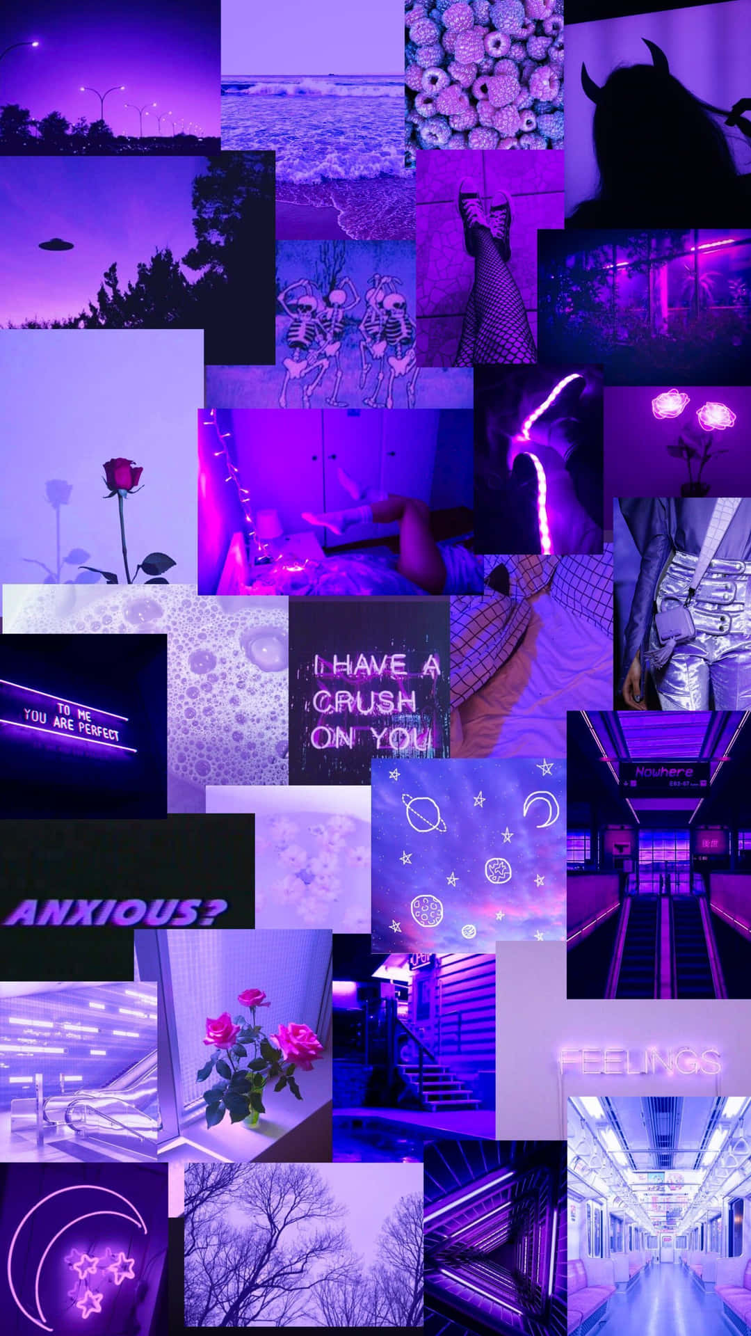 Sentimental Purple Pastel iPhone Collage Wallpaper
