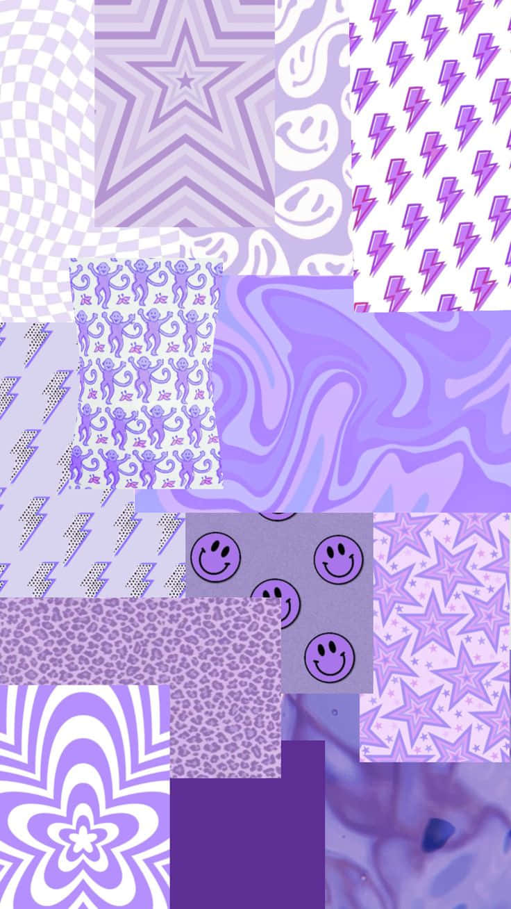 Purple Pattern Collage Wallpaper