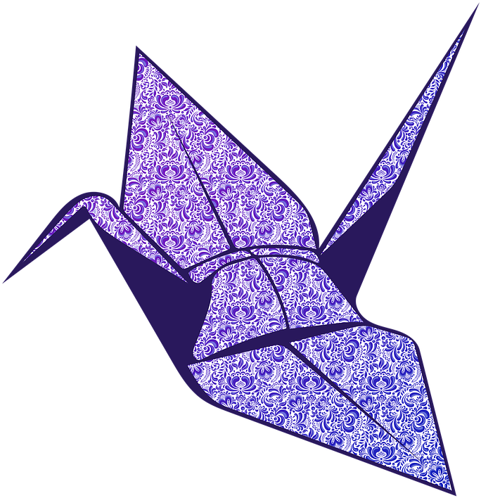 Purple Patterned Origami Crane PNG