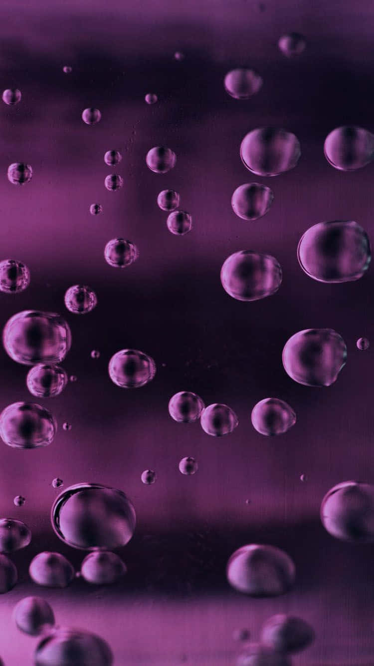 Purple Water Drops On A Black Background Wallpaper