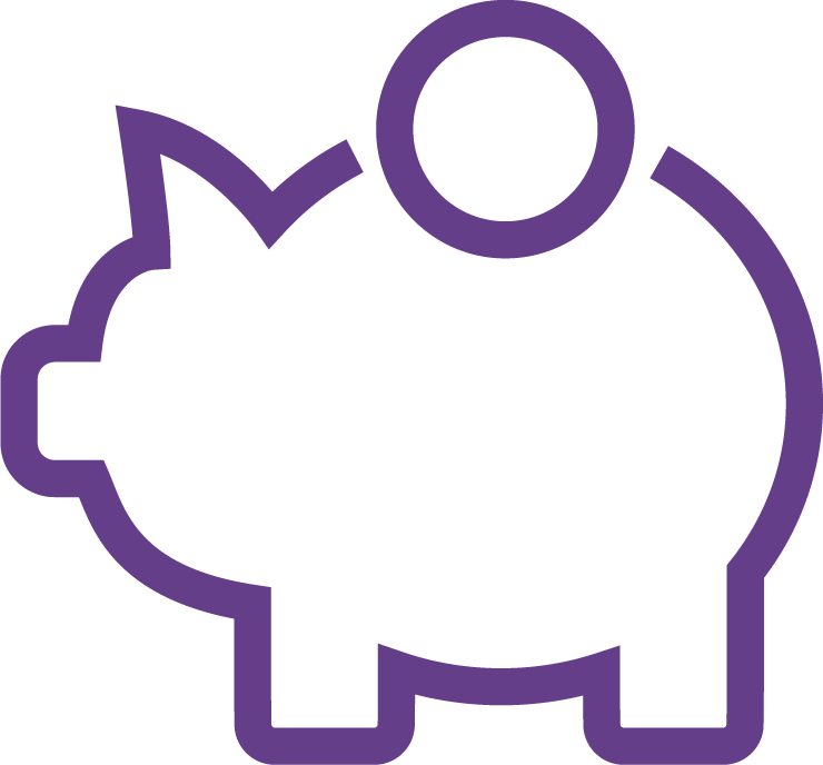 Purple Piggy Bank Icon PNG