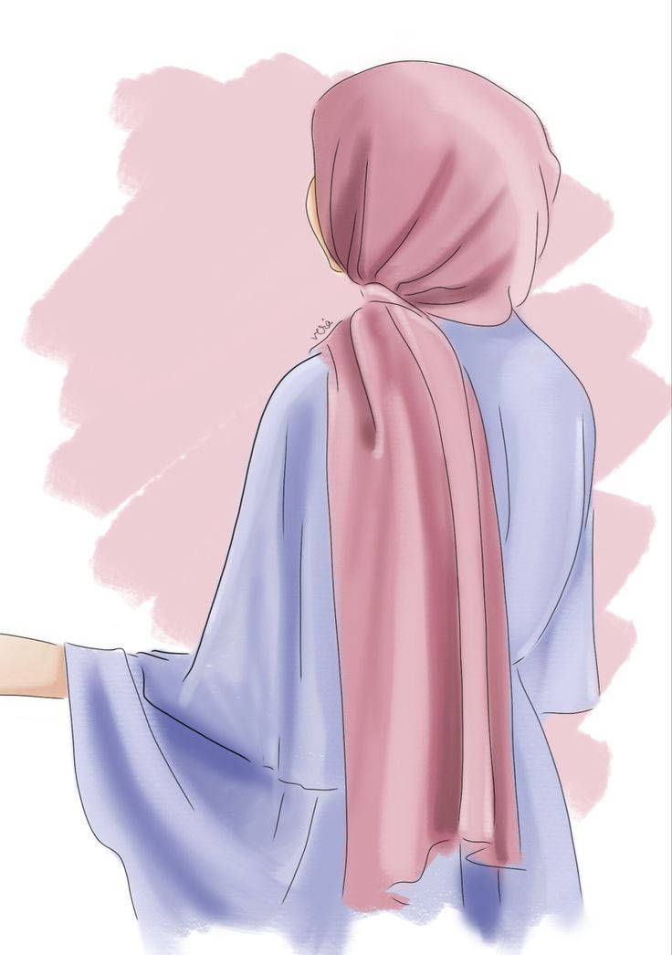 Mujercon Hijab En Tonos Morados Y Rosados Fondo de pantalla