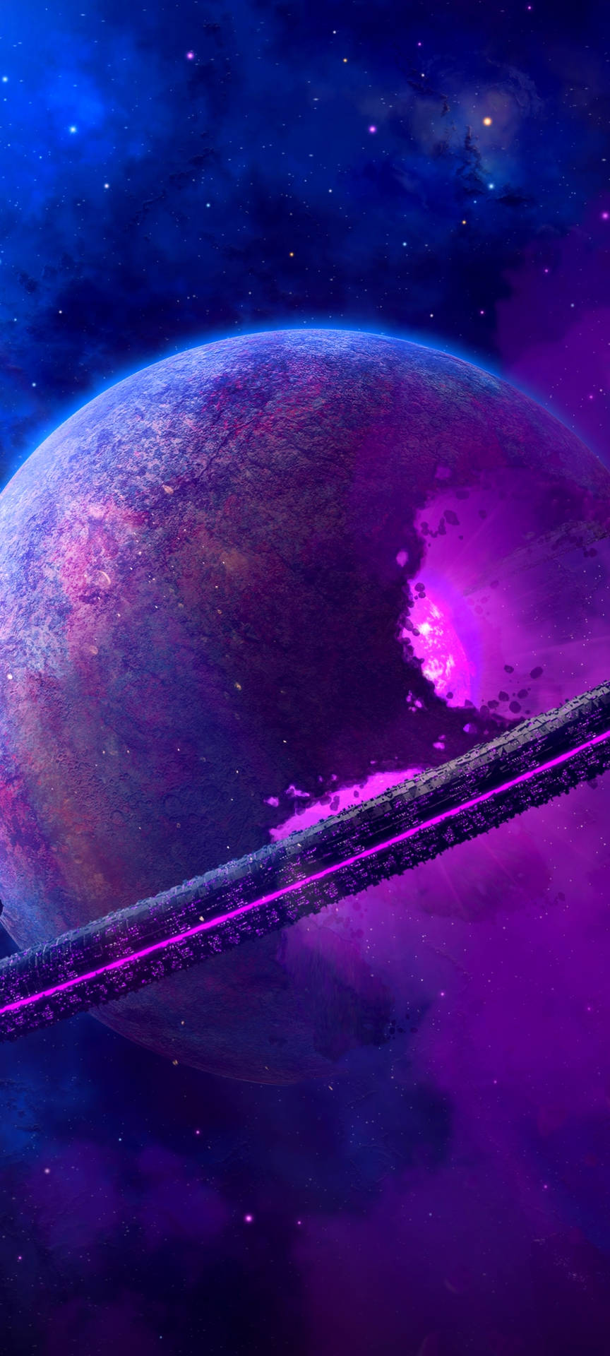 Purple Planet Explosion Space Phone Wallpaper