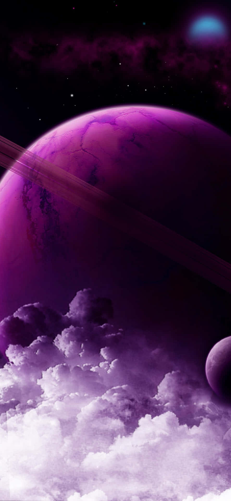 Purple Planet Space Scene Wallpaper