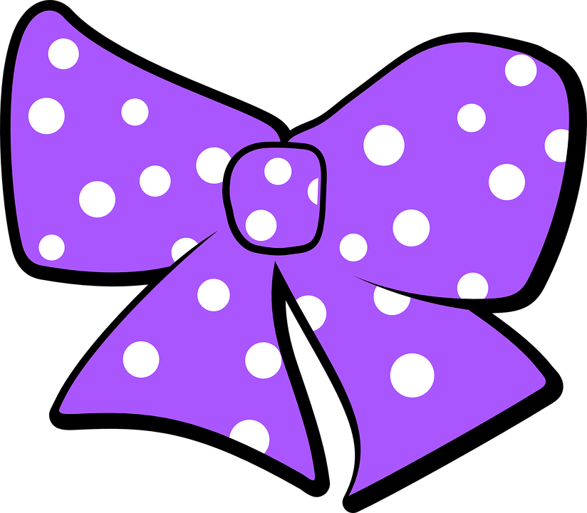 Purple Polka Dot Bow Illustration PNG