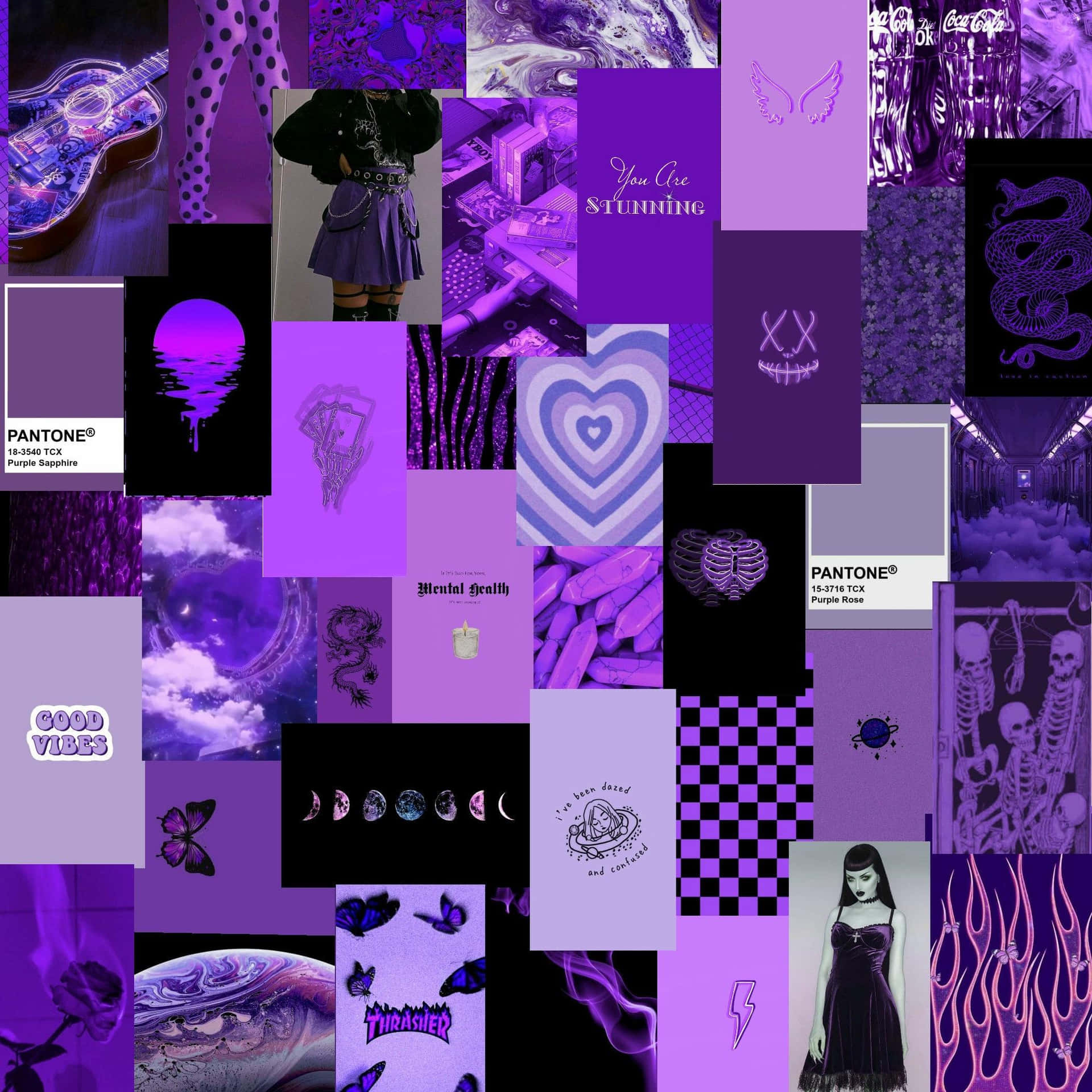 Purple Preppy Aesthetic Collage Wallpaper