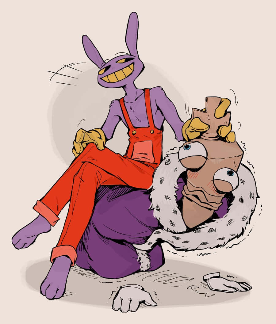 Purple Rabbit Overalls Cartoon Wallpaper