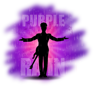 Purple Rain Silhouette Guitarist PNG