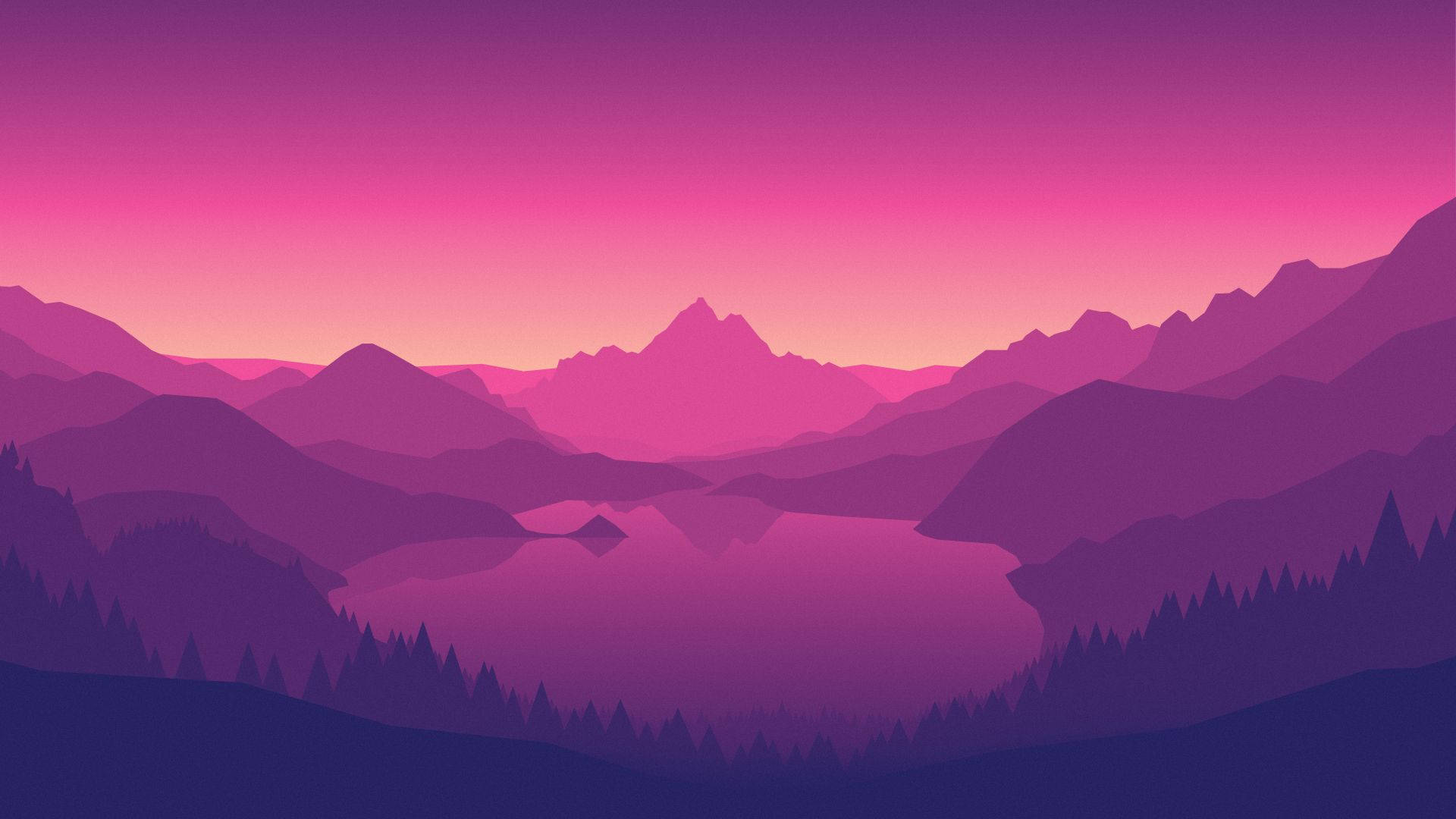 Purple Red Mountain And Sky Wallpaper