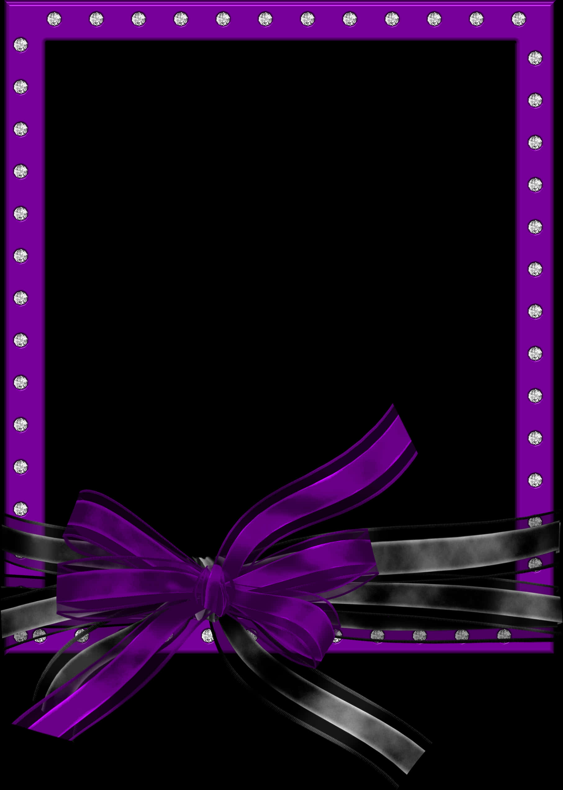 Purple Ribbon Frame Template PNG