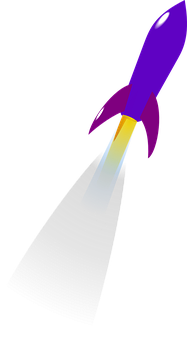 Purple Rocket Launch Illustration PNG