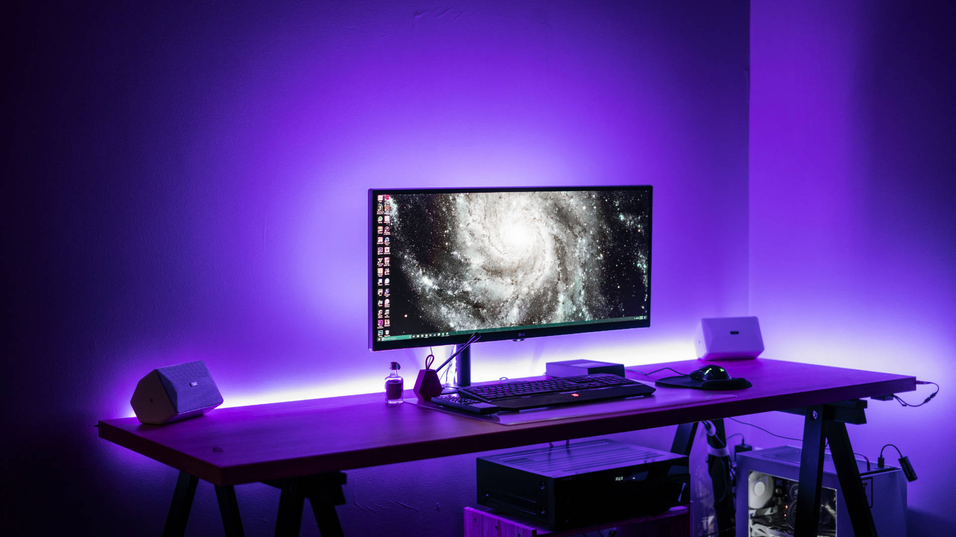 Purple Room Gaming Desk Wallpaper