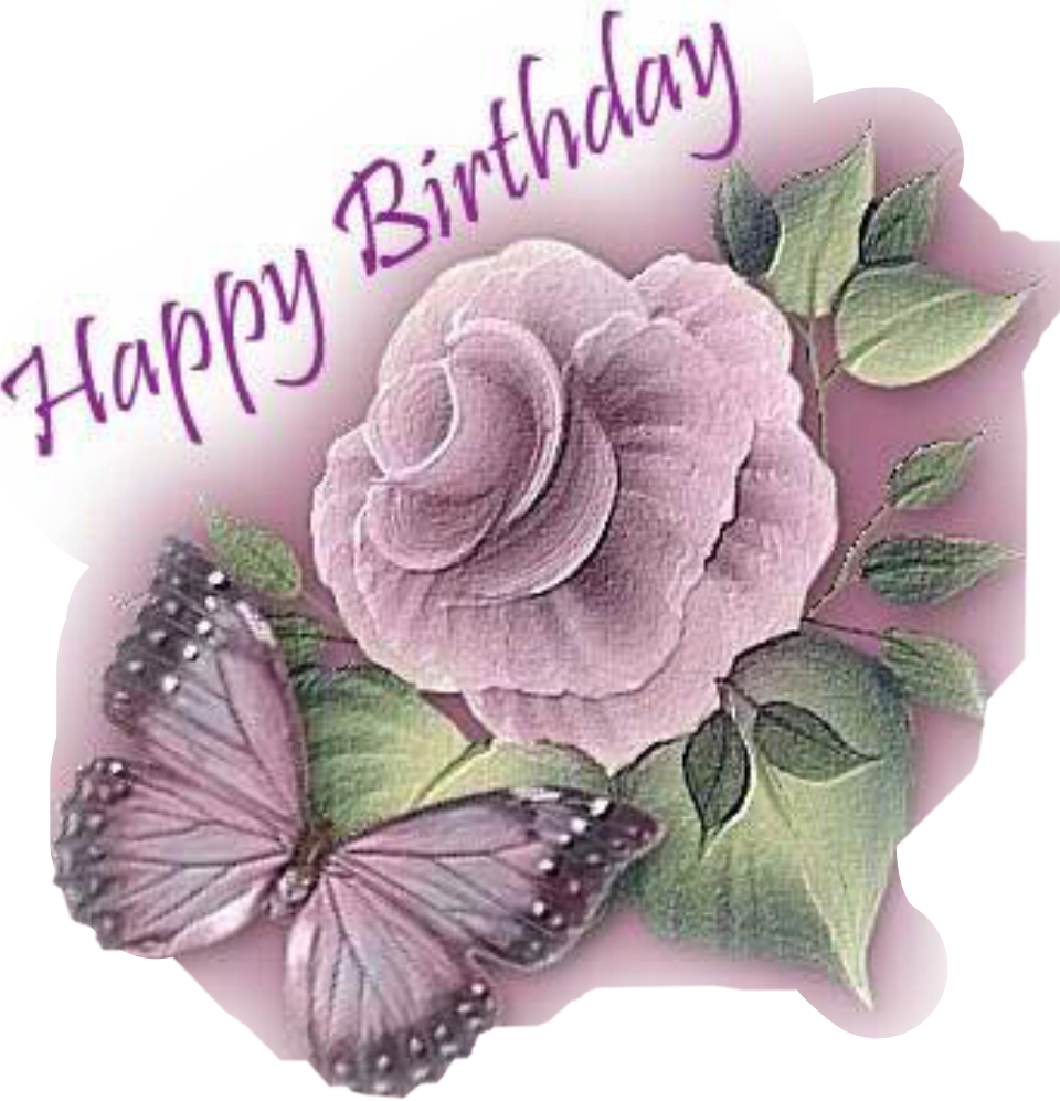 Purple Rose Birthday Greeting PNG