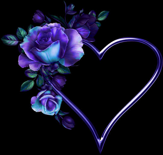 Purple Rose Heart Tattoo Design PNG