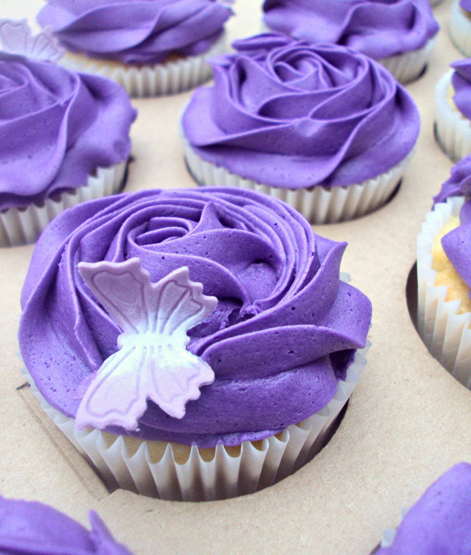 Purple Rose Themed Cupcakes Wallpaper