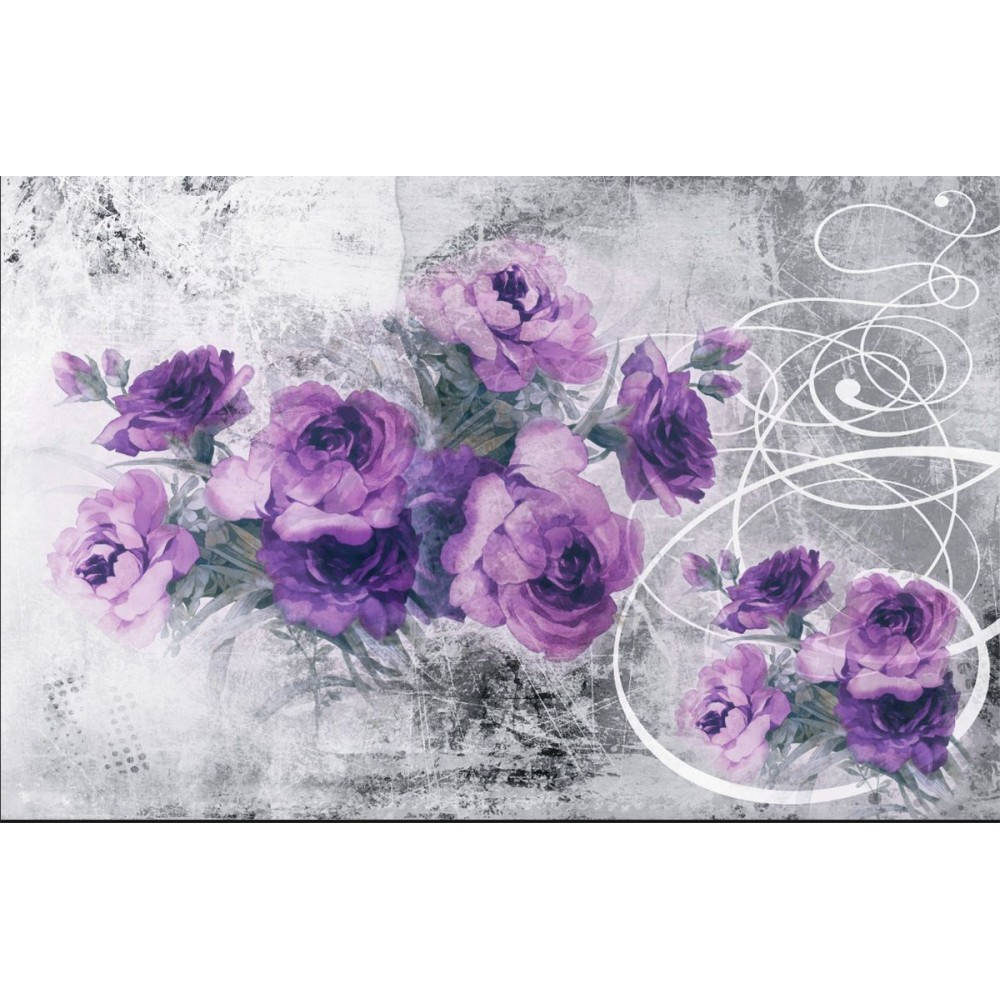 Stunning Purple Roses against a Gray Background Wallpaper