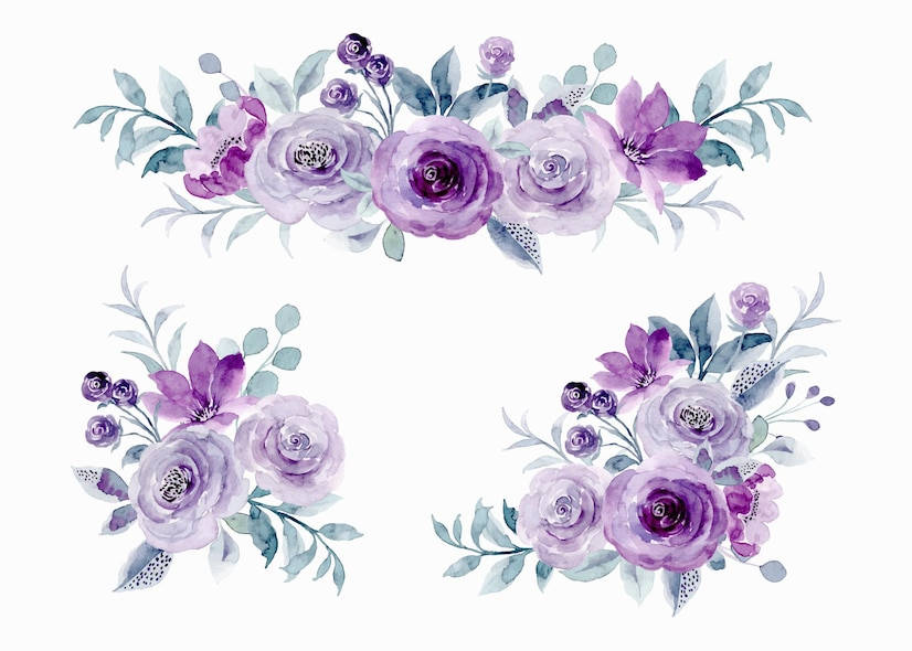 Purple Roses Watercolor Art Wallpaper