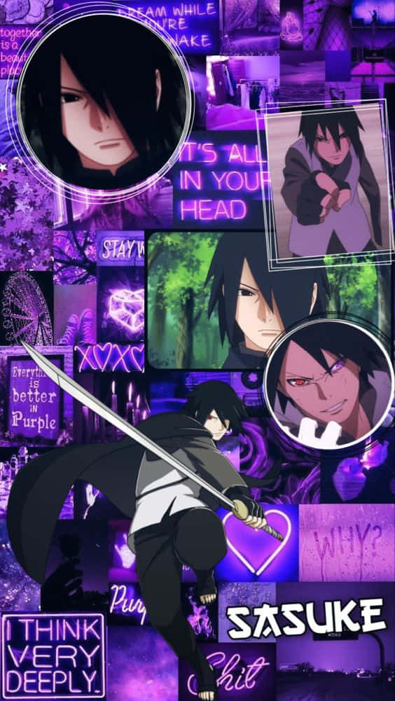 Purple Sasuke Displaying His Mighty Strength Wallpaper