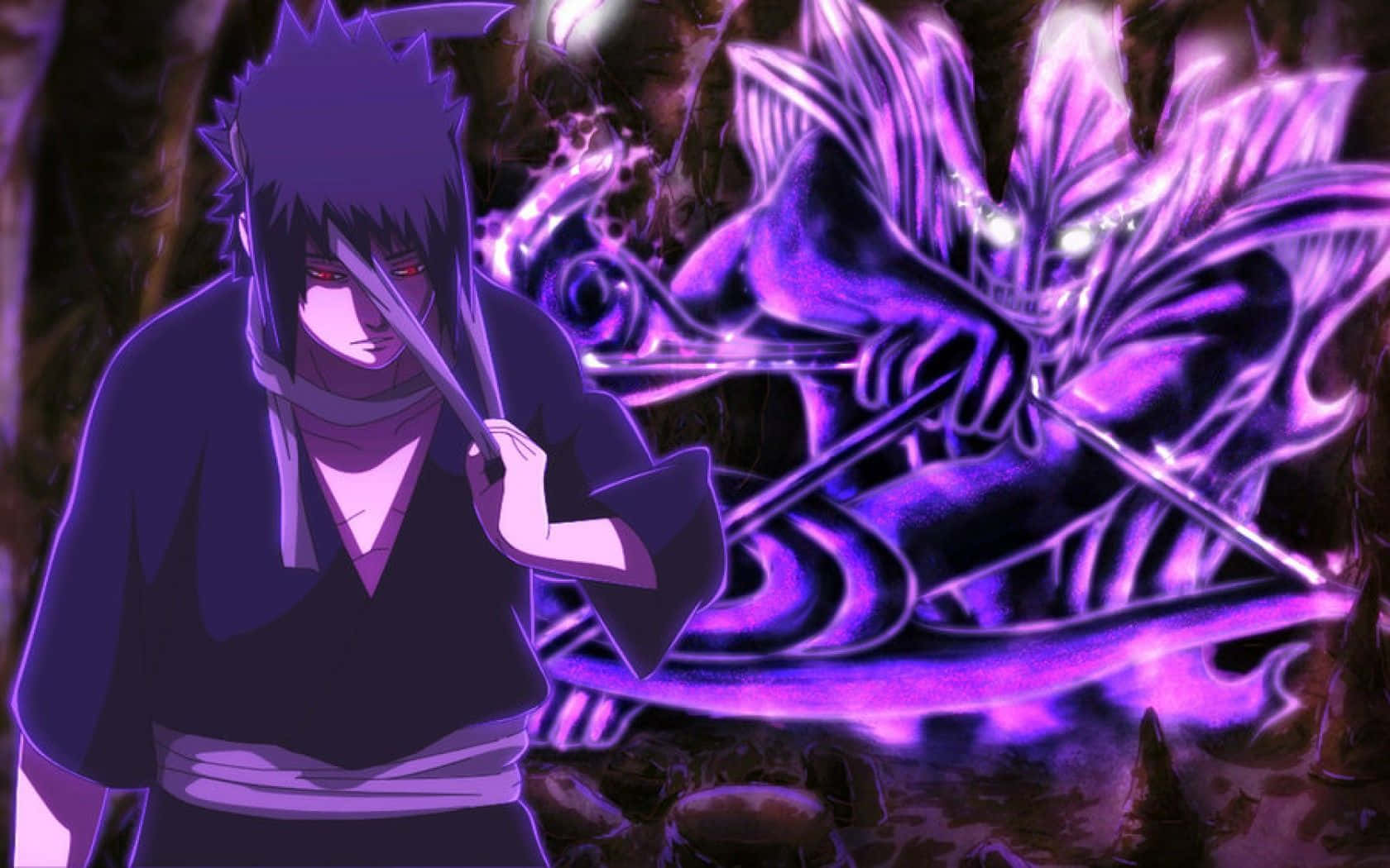Purple Sasuke looks ready to take on any challenger! Wallpaper