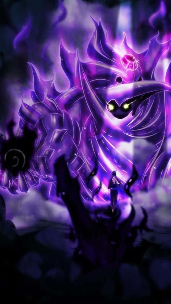 Personajede Naruto Vestido De Púrpura, Sasuke, En Una Pose De Acción Intensa Y Explosiva Fondo de pantalla