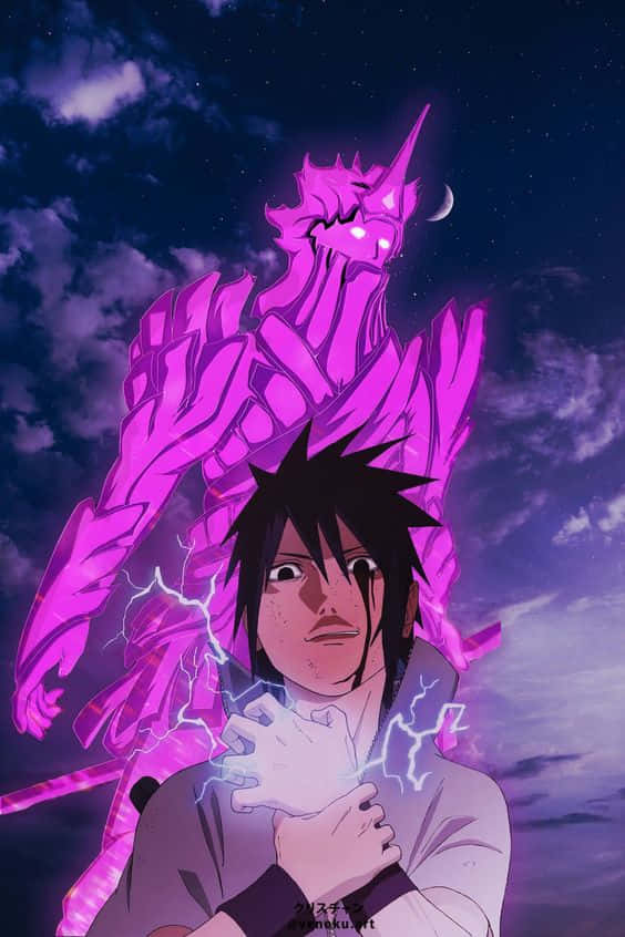 Purple Sasuke, a legendary anime character with a mysterious background. Wallpaper
