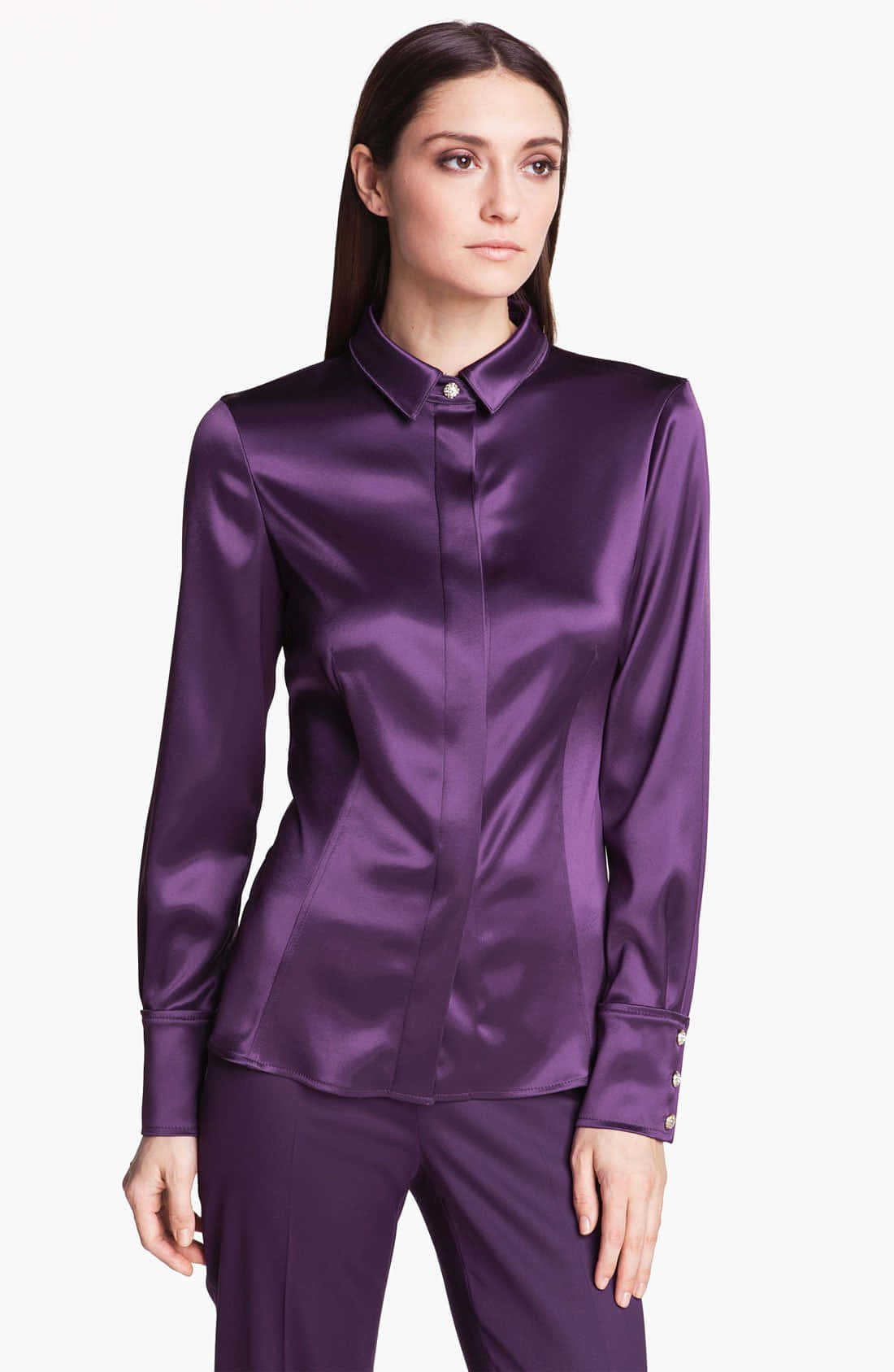 Image  Elegant Purple Satin Gown Wallpaper
