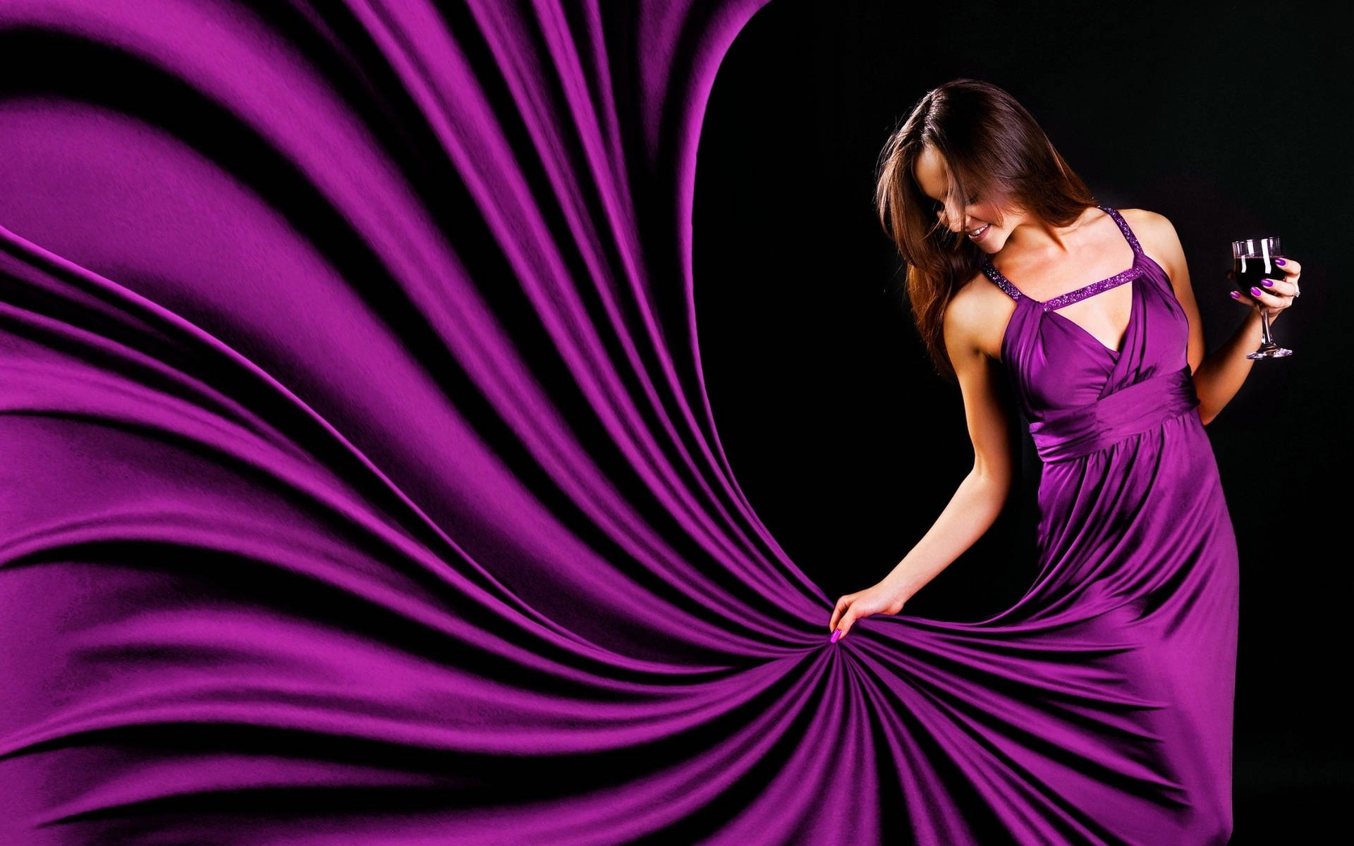 Elegant Purple Silk Dress Wallpaper
