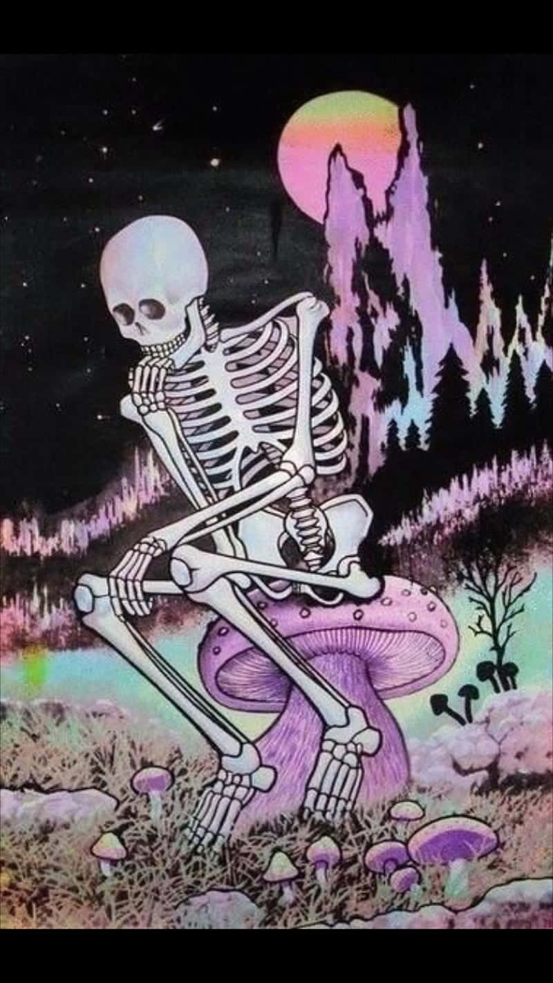 Purple Skeleton Aesthetic_ Mystical Landscape Wallpaper