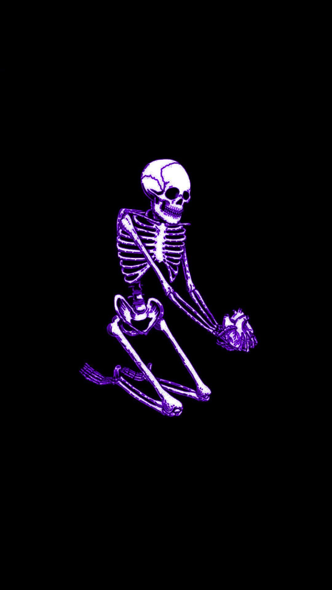 Purple Skeleton Black Background Wallpaper