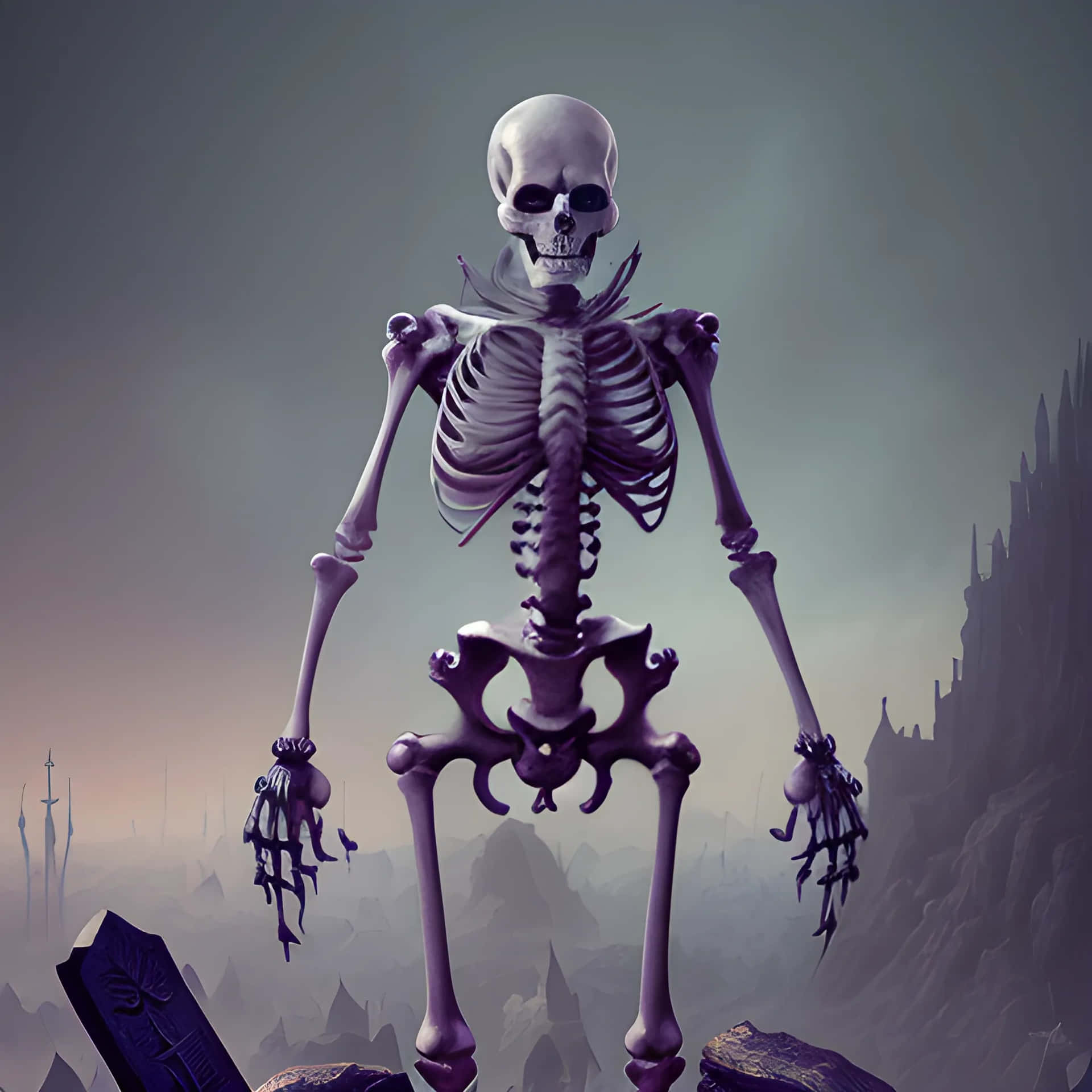 Purple Skeleton Fantasy Artwork Wallpaper