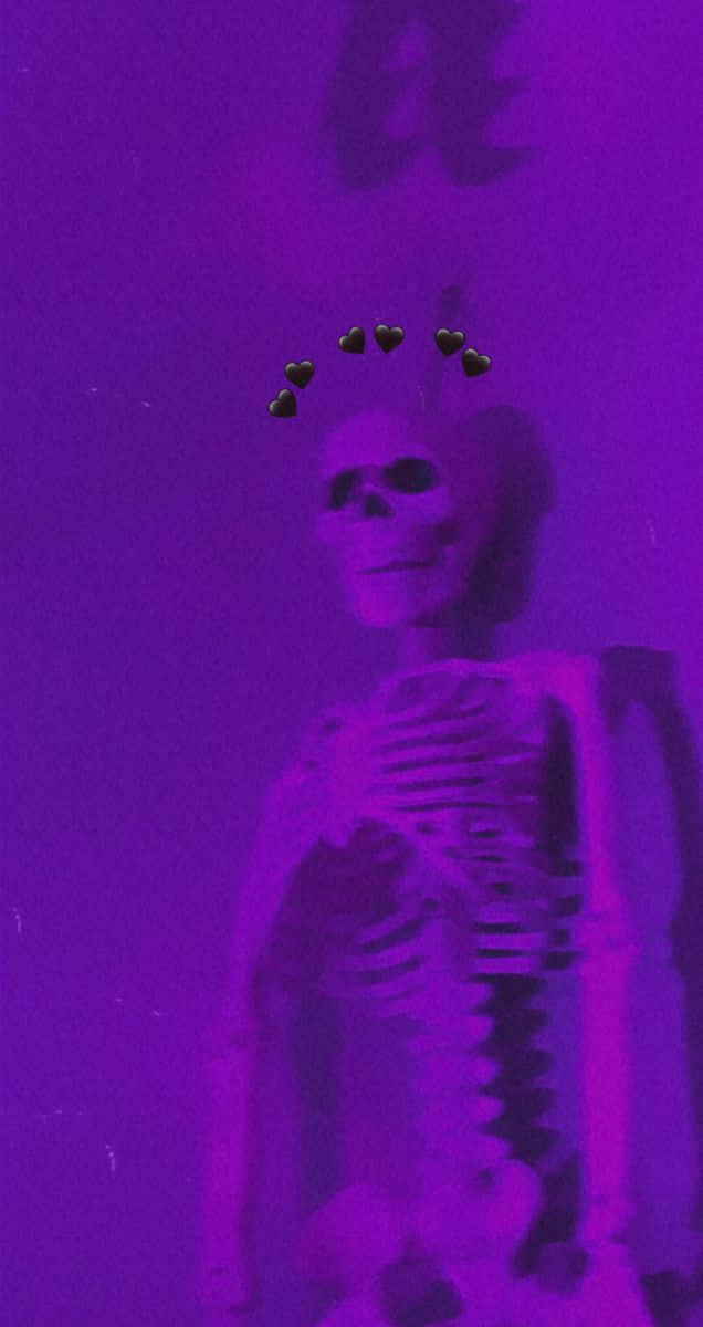 Purple Skeleton Hearts Aesthetic Wallpaper